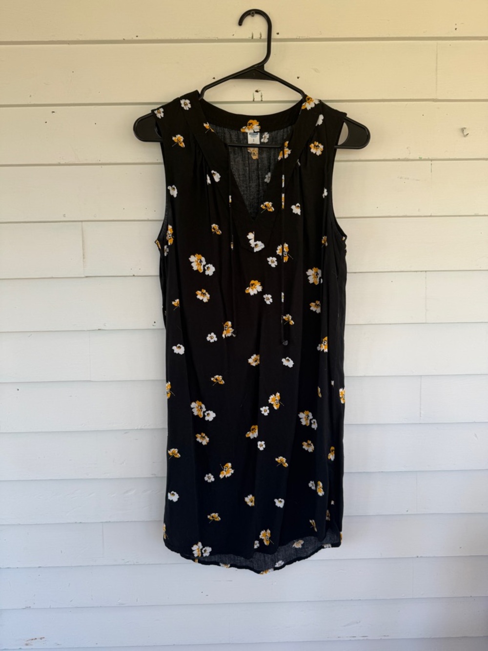 Old Navy Black Sleeveless Floral Tie-Detail Mini Dress